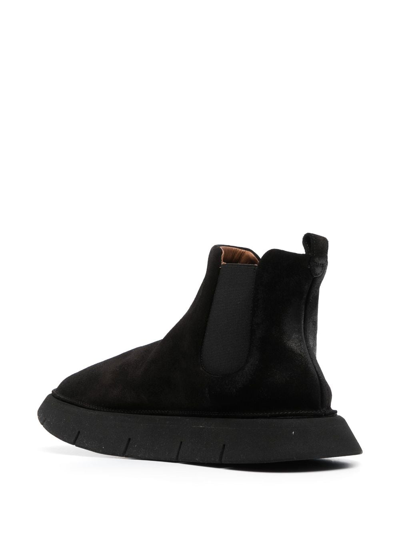 Marsèll Suede Round-toe Slip-on Boots In Black