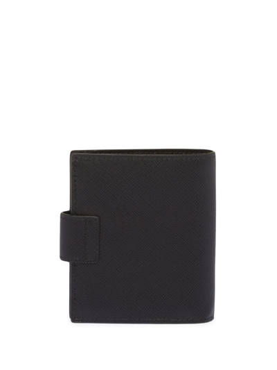 Shop Prada Saffiano Logo-plaque Wallet In Black