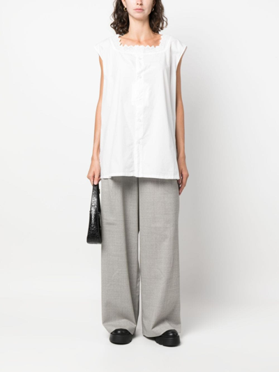 Shop Hed Mayner Elongated Virgin-wool Trousers In Grey