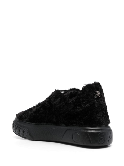 Shop Casadei Low-top Fleece Sneakers In Black