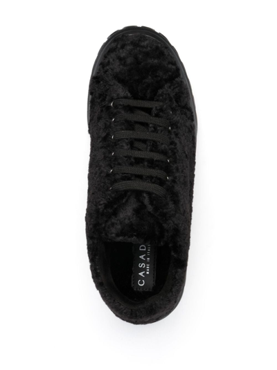 Shop Casadei Low-top Fleece Sneakers In Black