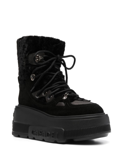 Shop Casadei 100mm Fleece Suede Ankle Boots In Black