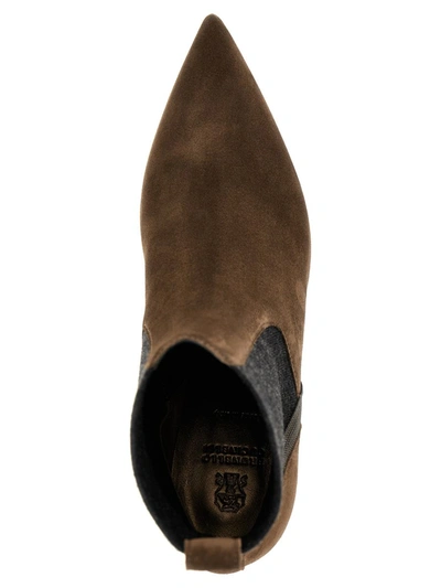 Shop Brunello Cucinelli 'monile' Ankle Boots In Brown