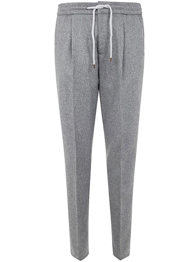 Shop Brunello Cucinelli Trousers With Drawstring Clothing In Grey