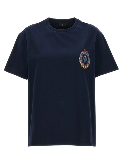 Shop Etro Embroidery T-shirt In Blue