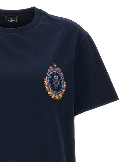 Shop Etro Embroidery T-shirt In Blue