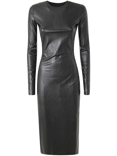 Mm6 Maison Margiela Combo Long Sleeve Midi Dress In Black