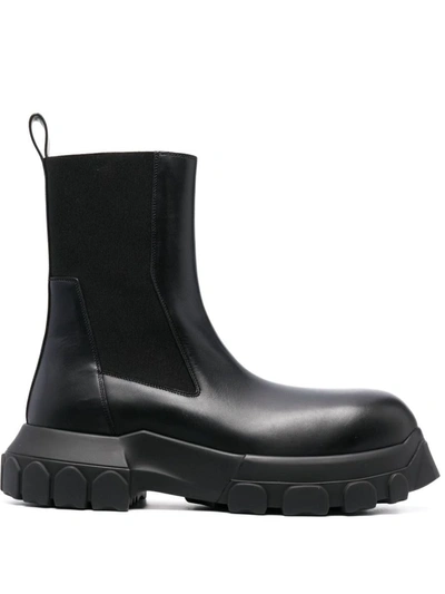 Shop Rick Owens Beatle Bozo Tractor Leather Boots Shoes In Black