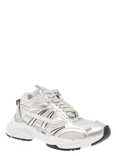 Shop Ash 'race' White Low Top Sneakers With Metallic Details In Mixed Tech Materials Woman