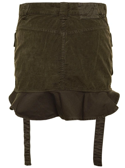 Blumarine Olive Green Medium Waist Miniskirt In Green