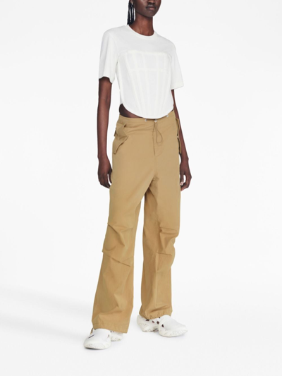 Shop Dion Lee Toggle Organic-cotton Trousers In Brown