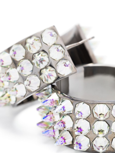 Shop Amina Muaddi Karma Crystal-embellished Hoop Earrings In Silver