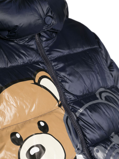 Moschino Kids toy-bear Print Hooded Jacket - Blue