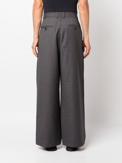 Shop Hed Mayner Elongated Pinstripe Tailored Trousers In Grey