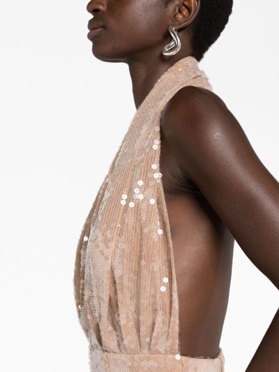 16arlington Sequin-embellished Plunge Dress In Neutrals