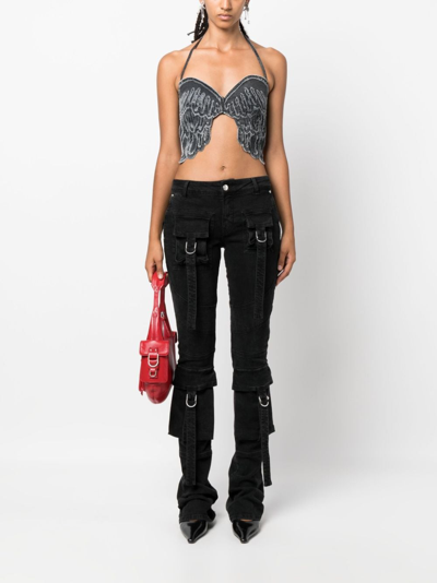 Blumarine Wing-motif Halterneck Top In Black
