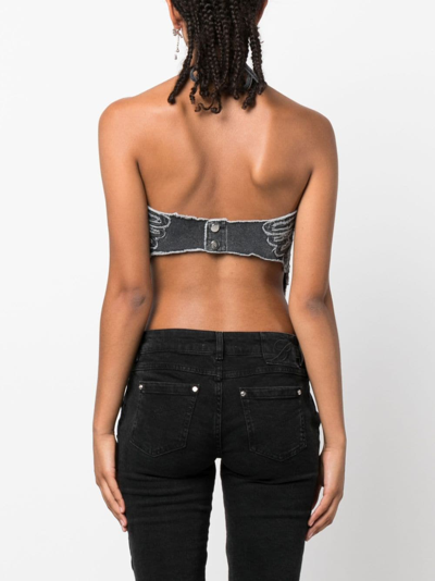 Blumarine Wing-motif Halterneck Top In Black