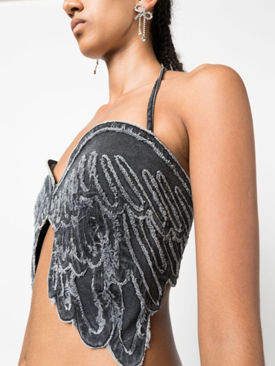 Blumarine Wing-motif Halterneck Top In Black