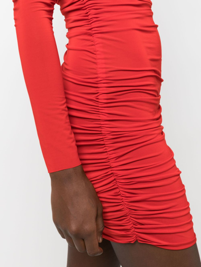 Shop Giuseppe Di Morabito Cowl-neck Ruched Minidress In Red