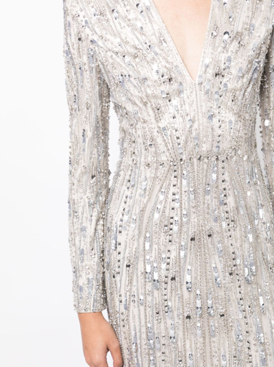 Shop Jenny Packham Vivien Crystal-embellished Gown In Silver