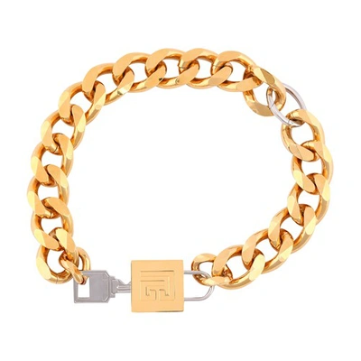 Shop Balmain Lock & Key Necklace In Gold