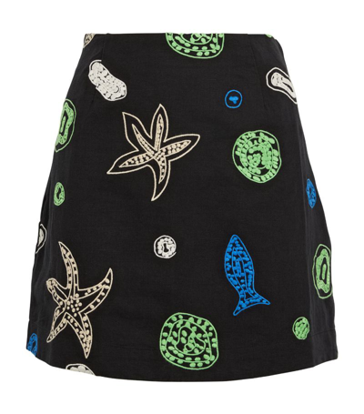 Shop Rhode Embroidered Ronan Mini Skirt In Black