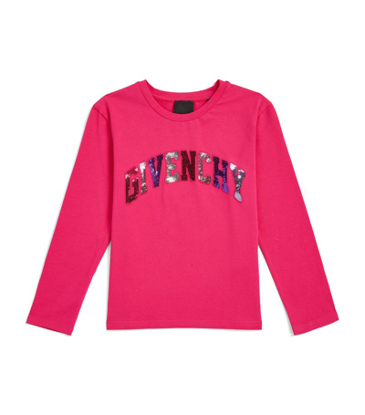 Shop Givenchy Cotton-blend Sequinned T-shirt (4-14 Years) In Pink