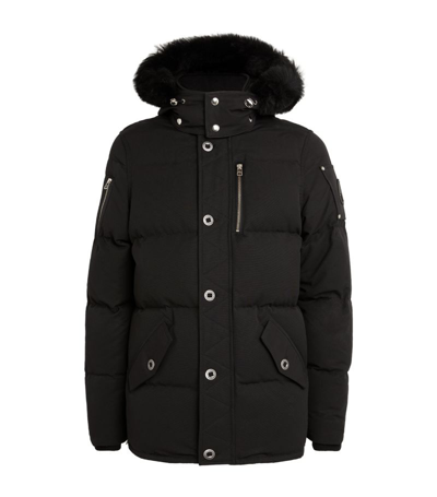 Shop Moose Knuckles Shearling-collar Puffer Jacket In Black