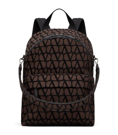 Shop Valentino Cotton Logo Backpack In Multi