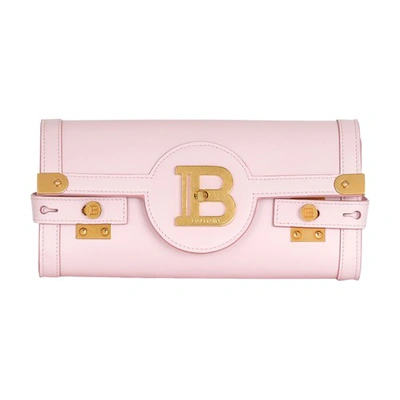 Shop Balmain B-buzz 23 Leather Clutch Bag In Pink