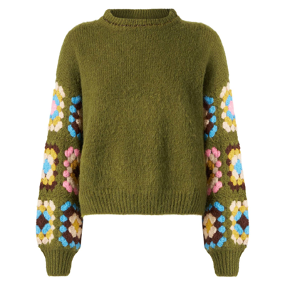 MC2 SAINT BARTH WOMAN ULTRA SOFT CREWNECK WITH HANDMADE CROCHET SLEEVES 