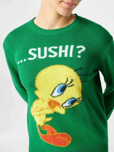 Mc2 Saint Barth Woman Sweater With Tweety Print Warner Bros Special Edition In Green