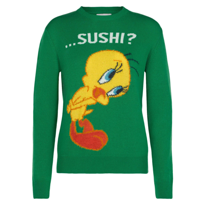 Mc2 Saint Barth Woman Sweater With Tweety Print Warner Bros Special Edition In Green