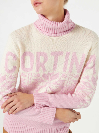 Shop Mc2 Saint Barth Woman Turtleneck Sweater With Cortina Print