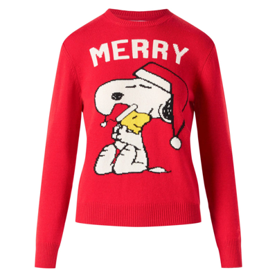 Mc2 Saint Barth Woman Sweater With Snoopy Print Snoopy Peanuts Special Edition In Red