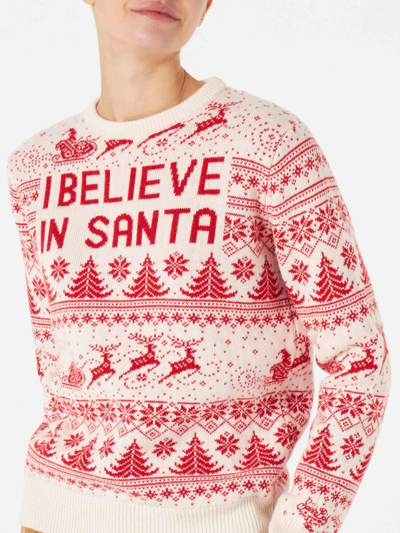 Mc2 Saint Barth Woman Sweater With Christmas Print In White