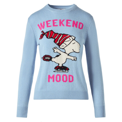 Mc2 Saint Barth Woman Sweater With Snoopy Print Peanuts Special Edition In Sky