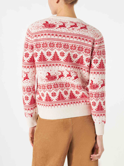 Mc2 Saint Barth Woman Sweater With Christmas Print In White