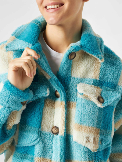 Mc2 Saint Barth Elys Sherpa Tartan Shirt Jacket In Multicolor