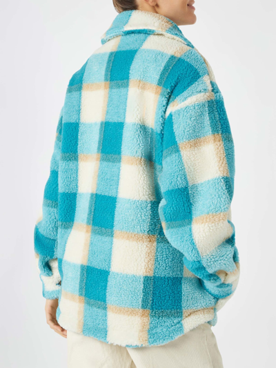 Shop Mc2 Saint Barth Woman Sherpa Overshirt With Tartan Pattern In Multicolor