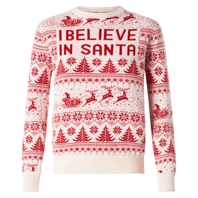 Mc2 Saint Barth Woman Sweater With Christmas Print In White