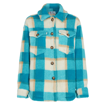 Shop Mc2 Saint Barth Woman Sherpa Overshirt With Tartan Pattern In Multicolor