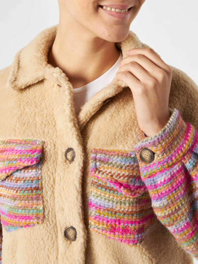 Mc2 Saint Barth Woman Sherpa Overshirt With Crochet Details In White