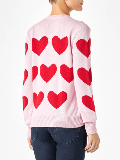 Mc2 Saint Barth Woman Sweater With Heart Print In Pink