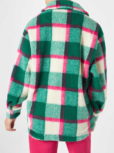 Shop Mc2 Saint Barth Woman Sherpa Overshirt With Tartan Pattern In Multicolor