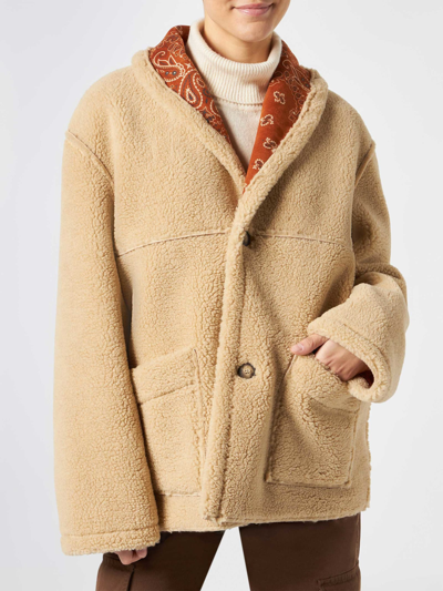 Mc2 Saint Barth Woman Reversible Shearling Jacket In Brown