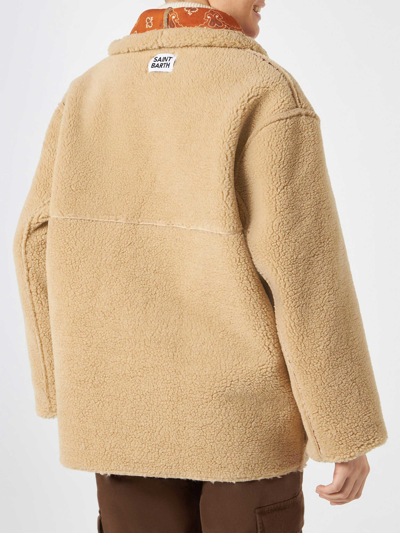 Mc2 Saint Barth Woman Reversible Shearling Jacket In Brown
