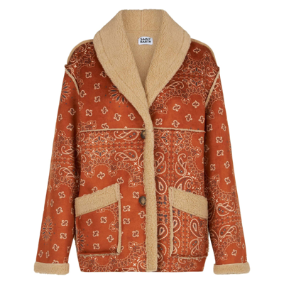 Mc2 Saint Barth Woman Reversible Shearling Jacket In Brown