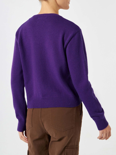 Shop Mc2 Saint Barth Woman Purple Cropped Sweater