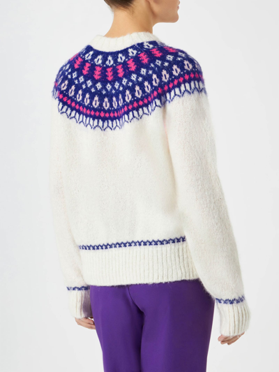 Shop Mc2 Saint Barth Woman Nordic Sweater With Cortina Embroidery In White